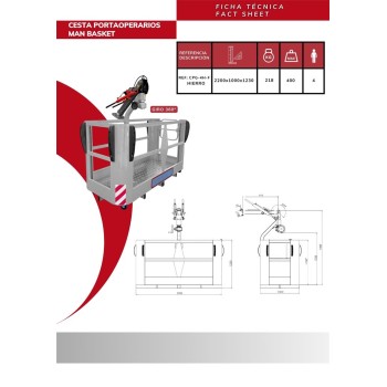 Rotating iron crane basket for 4 people 2200x1000x1230 (L x W x H)