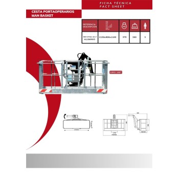 180º Self-leveling aluminum crane basket for 3 people