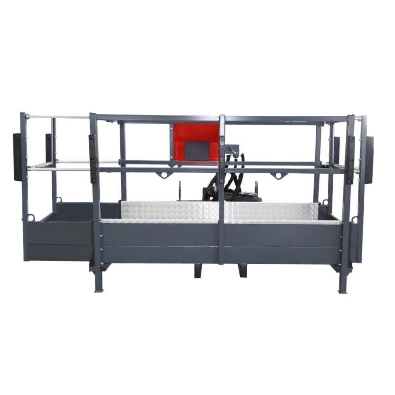 Cesta de hierro extensible en base, giro 180º para retroexcavadora