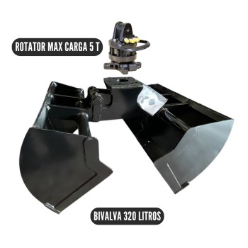 Bivalva de 320 litros + rotator y acople incluidos