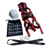 Complete safety kit: harness, lanyards, carabiners, and helmet