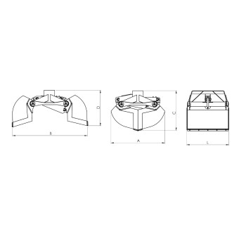 Hydraulic clamshell bucket - 2000 Kg Aperture: 1675 mm