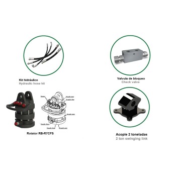 Pulpo hidráulico grua - 2500 Kg Apertura pinzas: 1550 mm