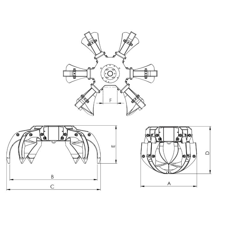 Hydraulic polyp grab - 3500 Kg Aperture: 1900 mm