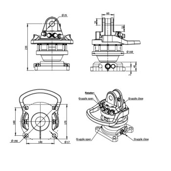 Hydraulic 4-flange rotator R4B-R3/F